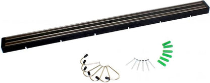 24" Magnetic Knife Holder Black with Plastic Base Dual Magnetic Strips Wall Mount Knife Rack with Optional Hanging Hooks for Kitchen Tool Storage