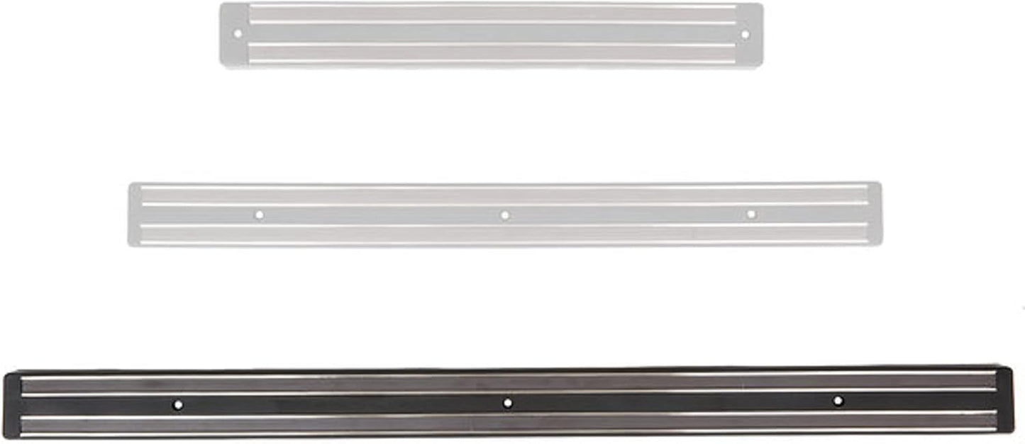 24" Magnetic Knife Holder Black with Plastic Base Dual Magnetic Strips Wall Mount Knife Rack with Optional Hanging Hooks for Kitchen Tool Storage
