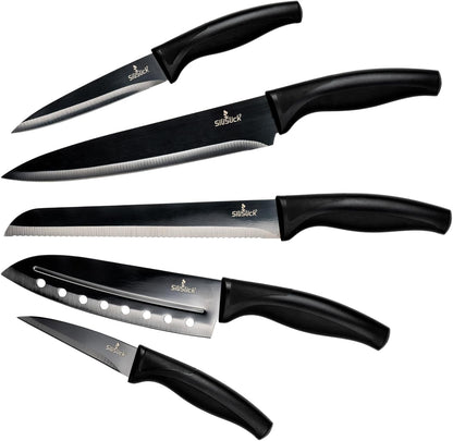 Kitchen Knife Set, Rainbow Titanium Coated Blades, High Carbon Stainless Steel, Chef, Santoku, Bread, Utility and Pairing Knives, Ergonomic Better Grip Handles