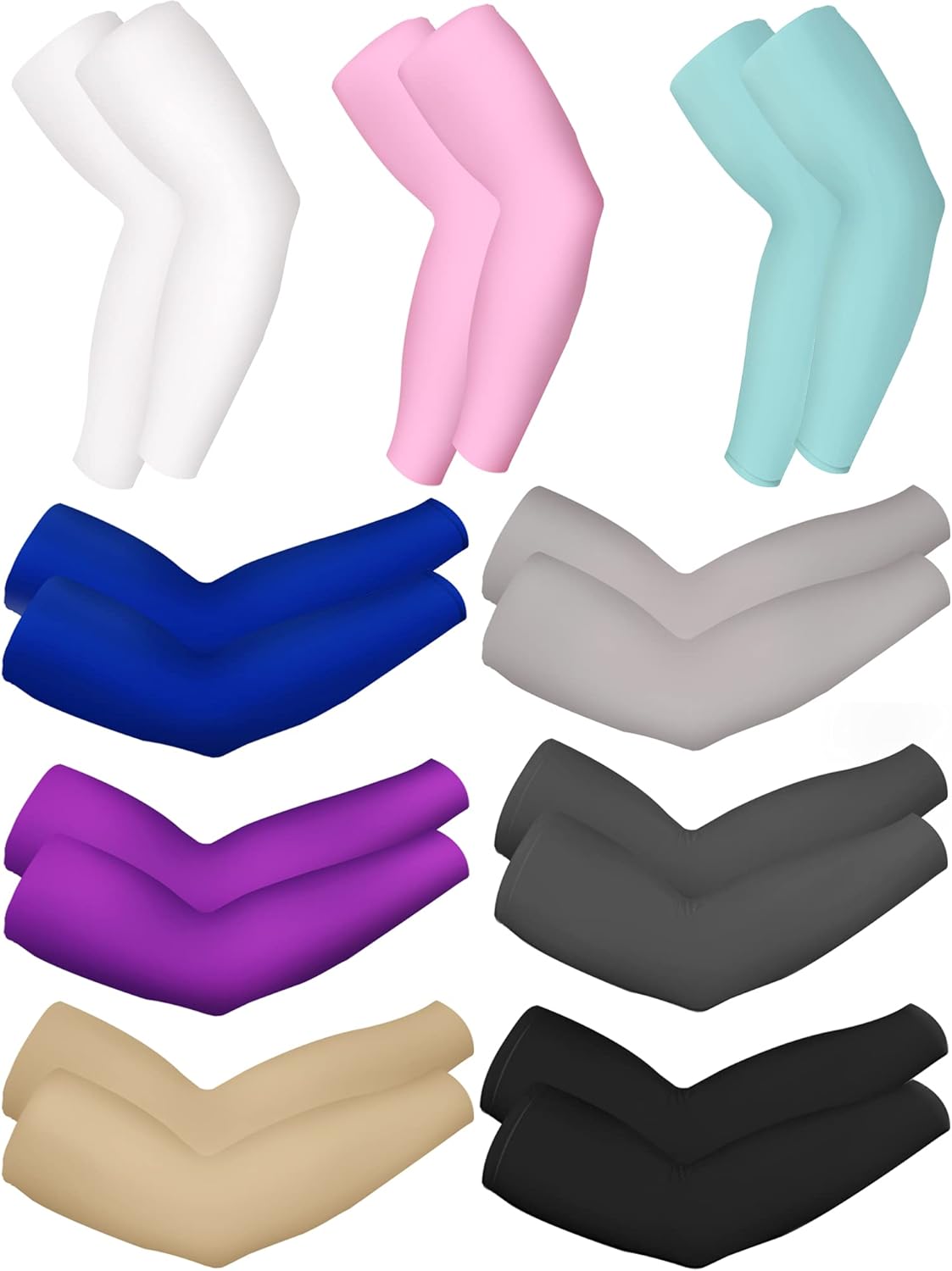 9 Pairs UV Protection Sleeves Cooling Sleeves Long Arm Covers Arm Sleeves for Men and Women