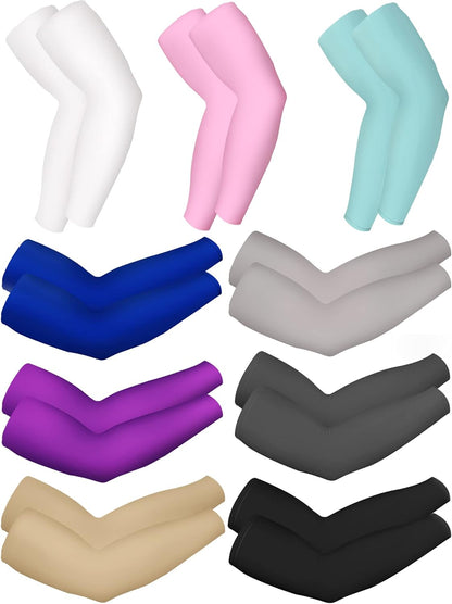 9 Pairs UV Protection Sleeves Cooling Sleeves Long Arm Covers Arm Sleeves for Men and Women