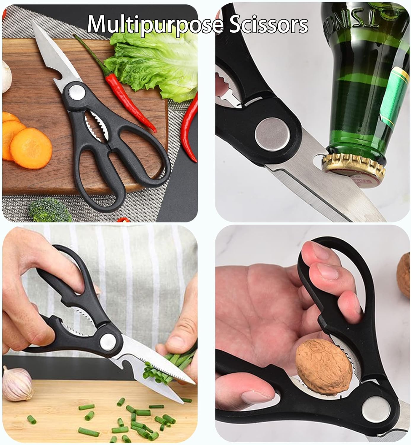7-Piece Kitchen Knife Set,Black | 5 Stainless Steel Knives with Sheaths,Cutting Board, and a Knife Block,PP Ergonomic Handle,Black BO Oxide technology
