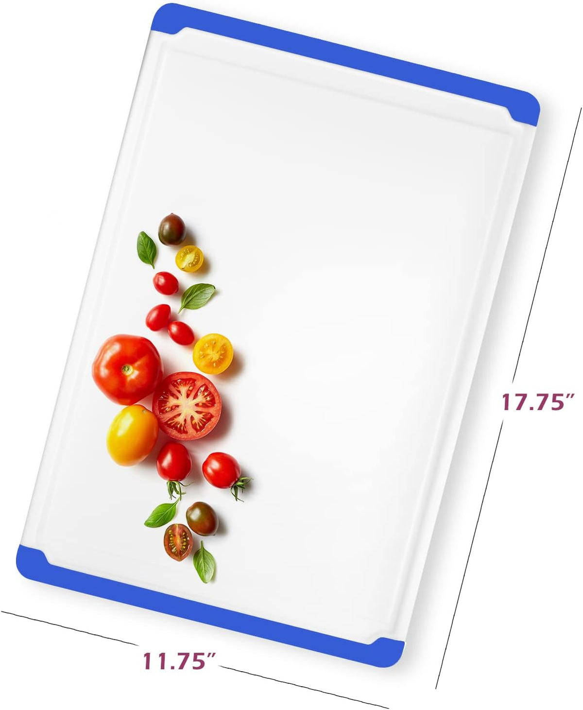 Extra Large Plastic Cutting Board for Kitchen - Blue 18-Inch Dishwasher Safe Chopping Board, Reversible Cutting Board with Juice Groove + Non Slip Feet for Meat, Fruit, Vegetables