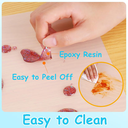 Clear Silicone Mats for Crafts: Non-Slip Heat Resistant 2/Pack | Translucent Nonstick Silicone Placemats - Silicone Pad for Jewelry Art Epoxy Resin Slime Sheet Nail DIY 11.8"W x 15.75"L