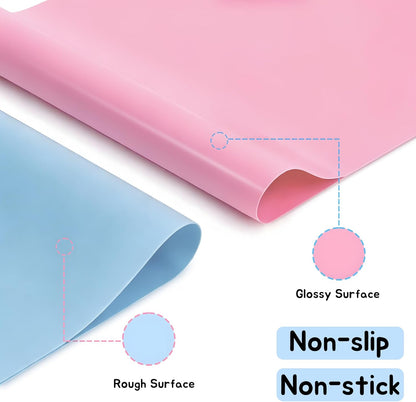 Clear Silicone Mats for Crafts: Non-Slip Heat Resistant 2/Pack | Translucent Nonstick Silicone Placemats - Silicone Pad for Jewelry Art Epoxy Resin Slime Sheet Nail DIY 11.8"W x 15.75"L