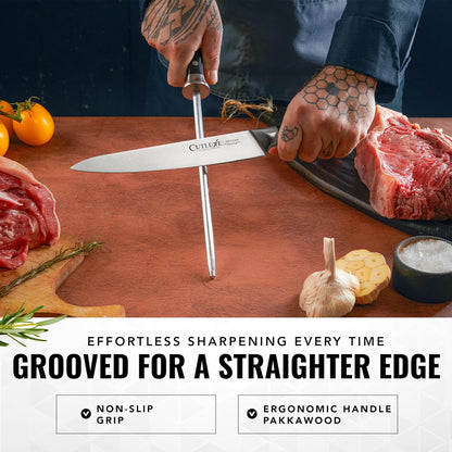 Honing Rod, 10" Knife Sharpener Steel – Honing Steel for Knives | Professional Blade Maintenance, Ergonomic Handle Design – Grilling Gift for Men, Artisan Series