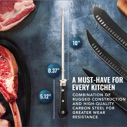 Honing Rod, 10" Knife Sharpener Steel – Honing Steel for Knives | Professional Blade Maintenance, Ergonomic Handle Design – Grilling Gift for Men, Artisan Series