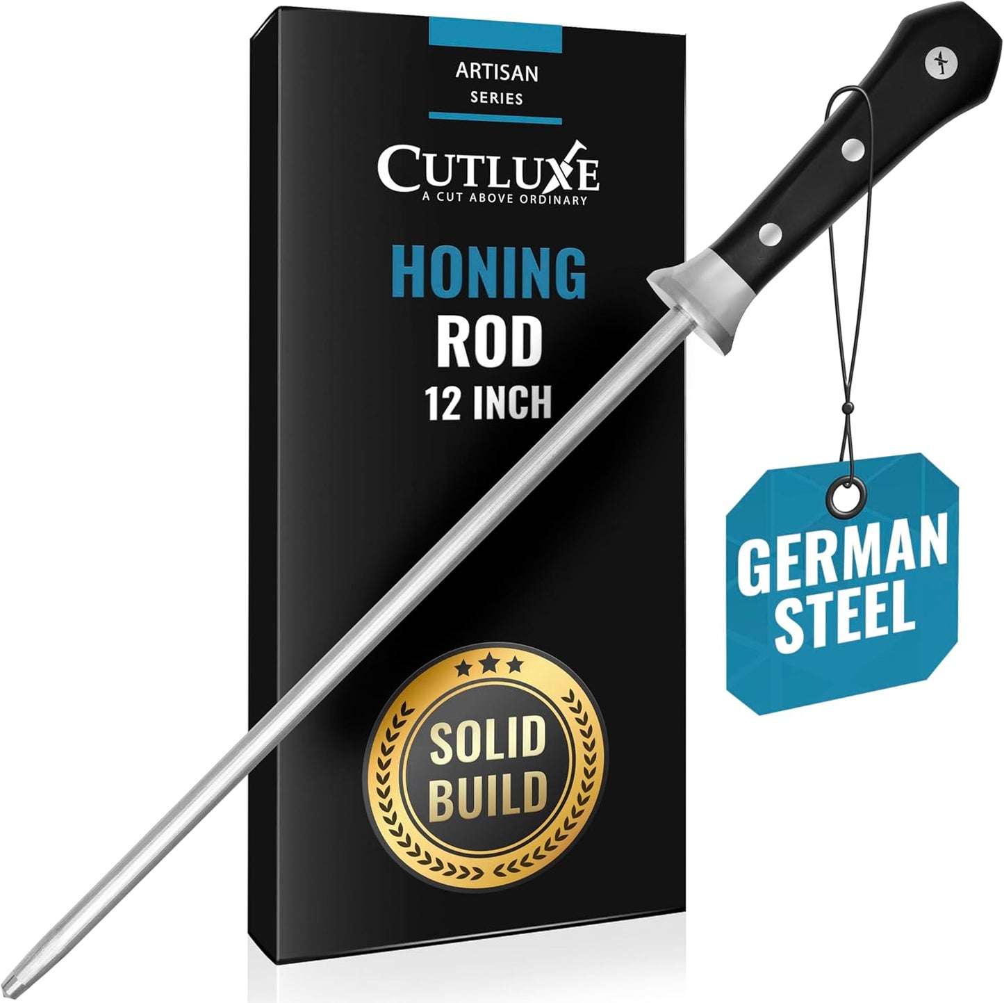 Honing Rod, 10" Knife Sharpener Steel – Honing Steel for Knives | Professional Blade Maintenance, Ergonomic Handle Design – Grilling Gift for Men, Artisan Series