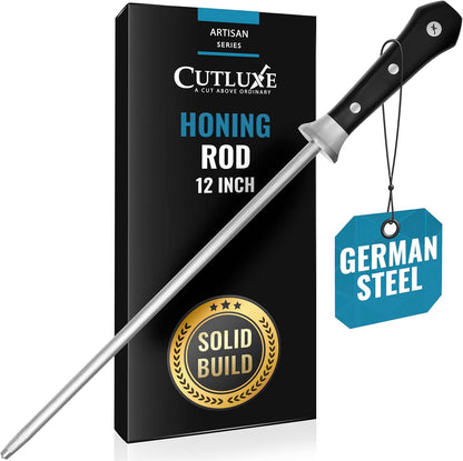 Honing Rod, 10" Knife Sharpener Steel – Honing Steel for Knives | Professional Blade Maintenance, Ergonomic Handle Design – Grilling Gift for Men, Artisan Series