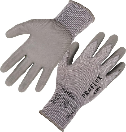 ProFlex 7024 Cut Resistant Work Gloves, ANSI A2, PU Coated Palms for Flexible No Slip Grip, Abrasion Resistant, 13g, Touchscreen Capable, Gray, Medium