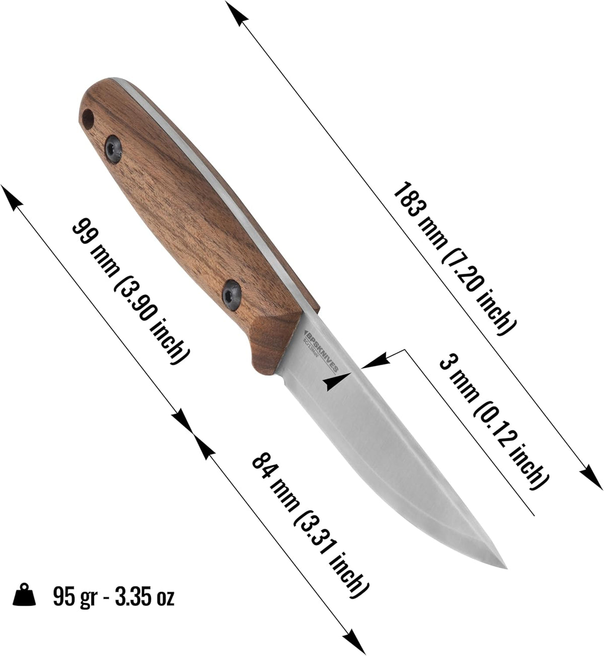 Finn Lite - Puukko Knife - Fixed-Blade 8Cr13MoV Stainless Steel Knife with Leather Sheath - Small Full Tang Camping Knives - Scandinavian Camp Utility Knives