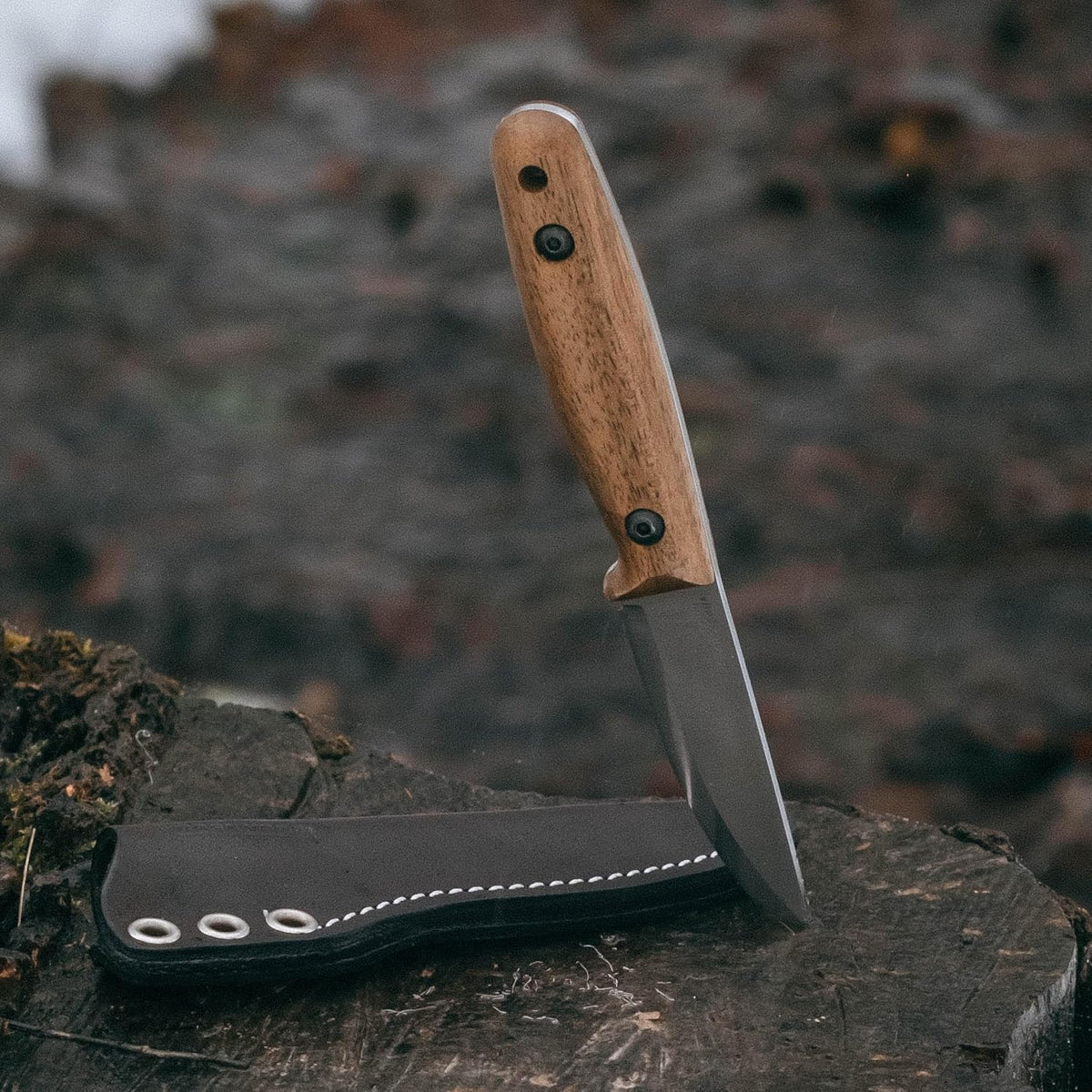 Finn Lite - Puukko Knife - Fixed-Blade 8Cr13MoV Stainless Steel Knife with Leather Sheath - Small Full Tang Camping Knives - Scandinavian Camp Utility Knives