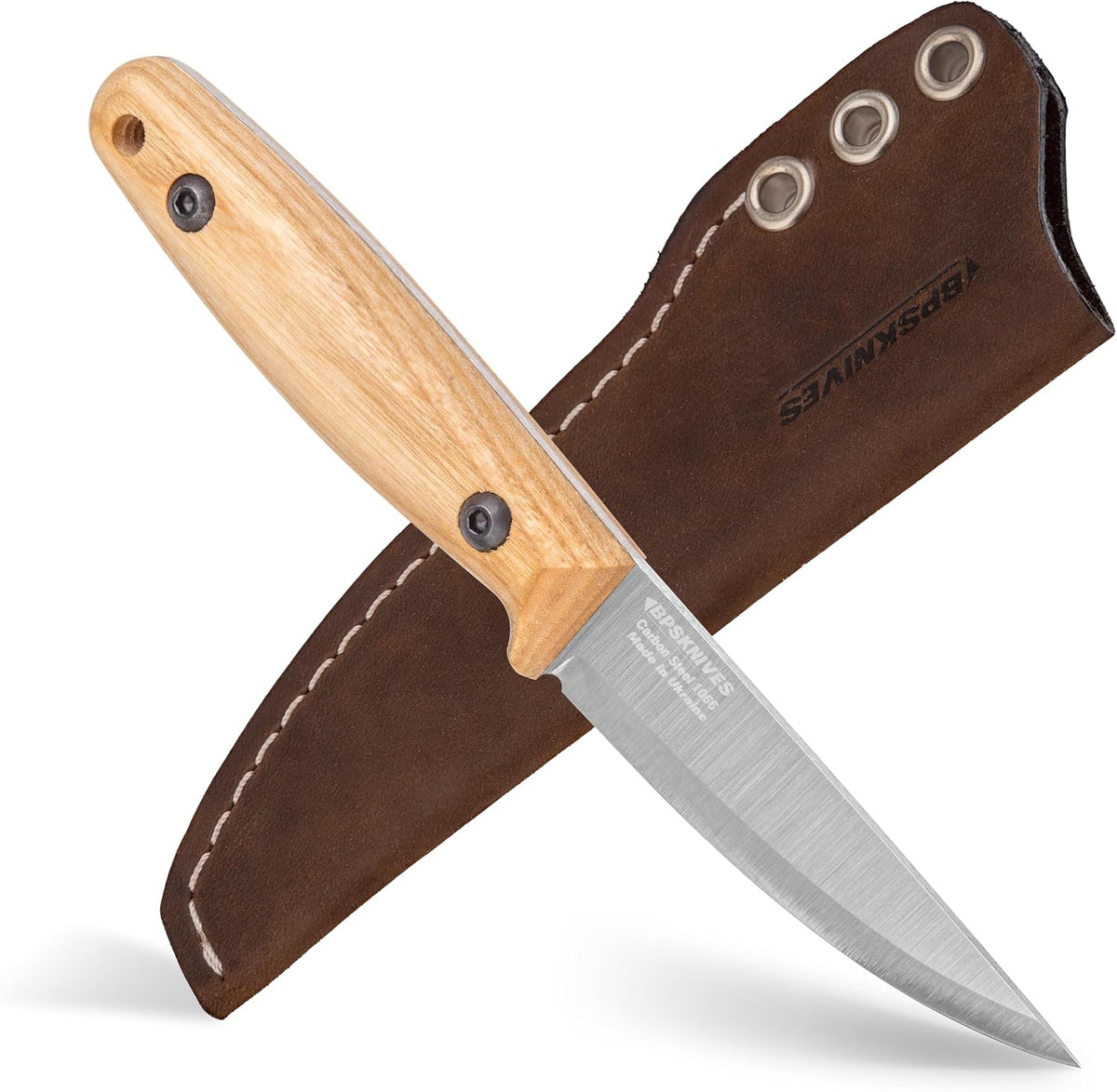 Finn Lite - Puukko Knife - Fixed-Blade 8Cr13MoV Stainless Steel Knife with Leather Sheath - Small Full Tang Camping Knives - Scandinavian Camp Utility Knives