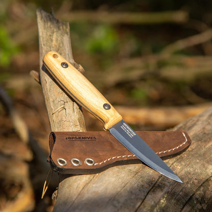 Finn Lite - Puukko Knife - Fixed-Blade 8Cr13MoV Stainless Steel Knife with Leather Sheath - Small Full Tang Camping Knives - Scandinavian Camp Utility Knives