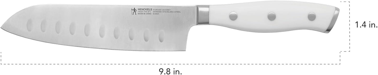 Forged Accent Razor-Sharp 2-pc Santoku Knife Set, White Handle, German Engineered Informed by 100+ Years of Mastery