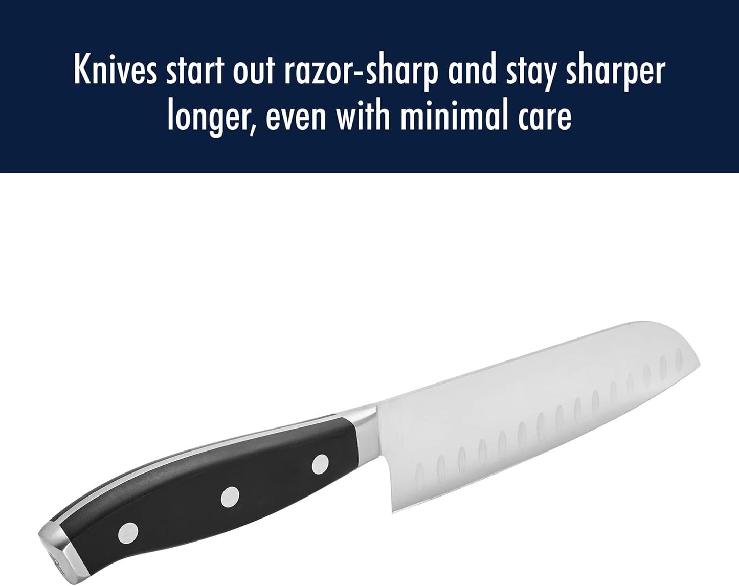 Forged Accent Razor-Sharp 2-pc Santoku Knife Set, White Handle, German Engineered Informed by 100+ Years of Mastery