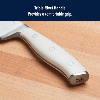 Forged Accent Razor-Sharp 2-pc Santoku Knife Set, White Handle, German Engineered Informed by 100+ Years of Mastery