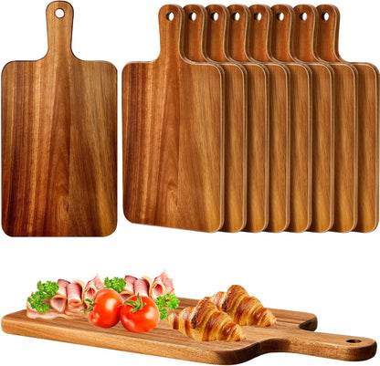 10 Pcs Wood Cutting Board with Handle 15.7 x 7.8 Inch Acacia Wooden Serving Kitchen Chopping Boards for Pizza, Bread, Cheese, Charcuterie, Fruit, Vegetables(Acacia)