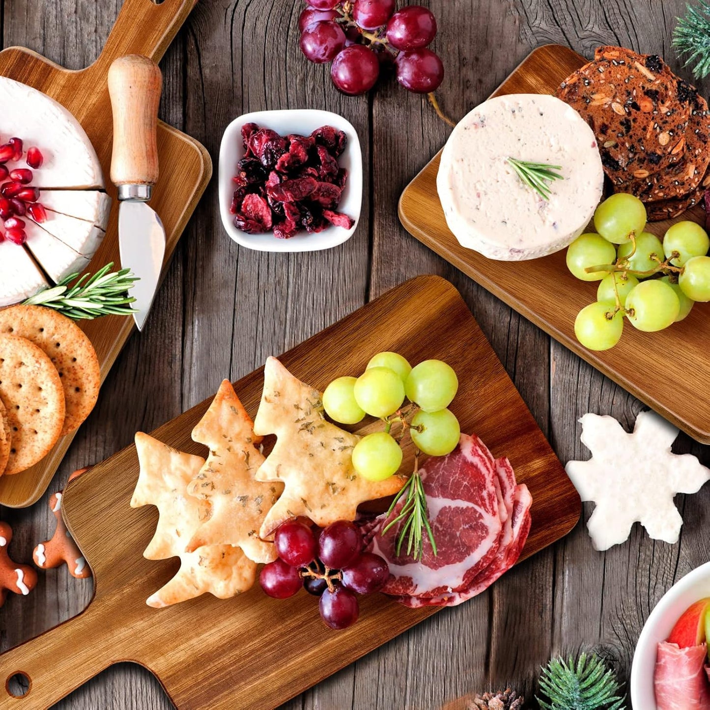 10 Pcs Wood Cutting Board with Handle 15.7 x 7.8 Inch Acacia Wooden Serving Kitchen Chopping Boards for Pizza, Bread, Cheese, Charcuterie, Fruit, Vegetables(Acacia)