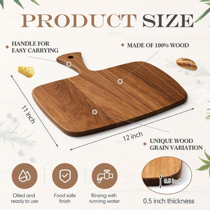10 Pcs Wood Cutting Board with Handle 15.7 x 7.8 Inch Acacia Wooden Serving Kitchen Chopping Boards for Pizza, Bread, Cheese, Charcuterie, Fruit, Vegetables(Acacia)
