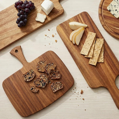 10 Pcs Wood Cutting Board with Handle 15.7 x 7.8 Inch Acacia Wooden Serving Kitchen Chopping Boards for Pizza, Bread, Cheese, Charcuterie, Fruit, Vegetables(Acacia)