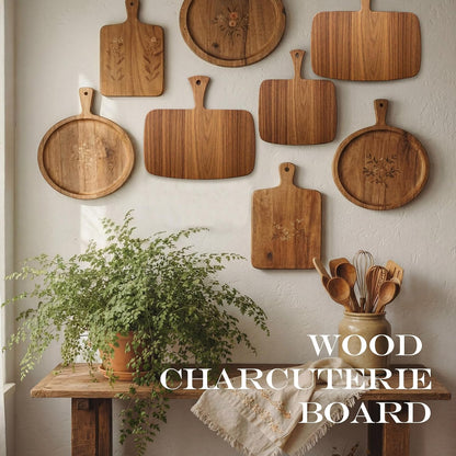 10 Pcs Wood Cutting Board with Handle 15.7 x 7.8 Inch Acacia Wooden Serving Kitchen Chopping Boards for Pizza, Bread, Cheese, Charcuterie, Fruit, Vegetables(Acacia)