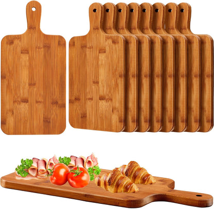 10 Pcs Wood Cutting Board with Handle 15.7 x 7.8 Inch Acacia Wooden Serving Kitchen Chopping Boards for Pizza, Bread, Cheese, Charcuterie, Fruit, Vegetables(Acacia)