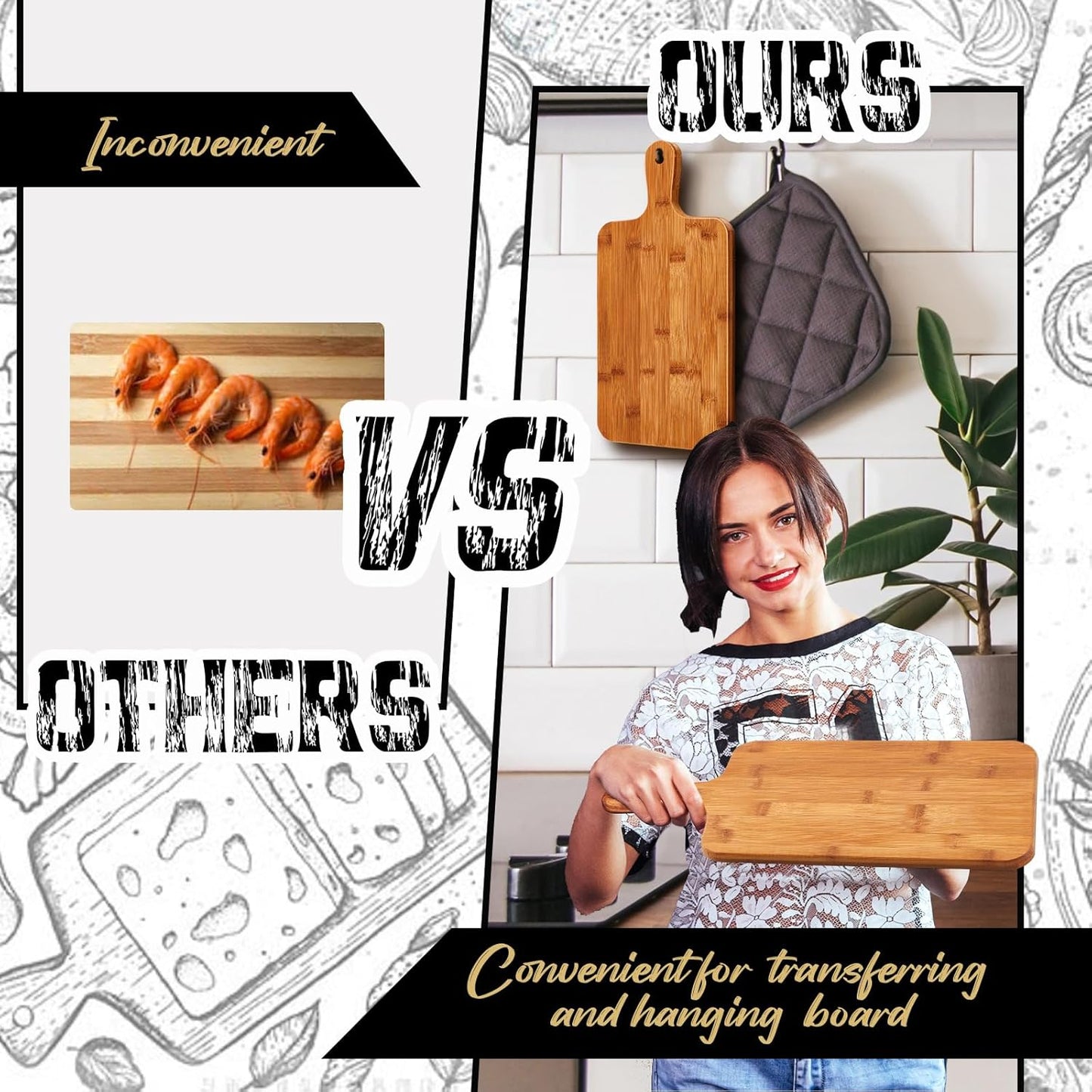 10 Pcs Wood Cutting Board with Handle 15.7 x 7.8 Inch Acacia Wooden Serving Kitchen Chopping Boards for Pizza, Bread, Cheese, Charcuterie, Fruit, Vegetables(Acacia)