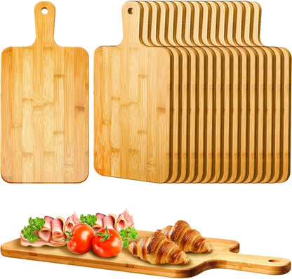 10 Pcs Wood Cutting Board with Handle 15.7 x 7.8 Inch Acacia Wooden Serving Kitchen Chopping Boards for Pizza, Bread, Cheese, Charcuterie, Fruit, Vegetables(Acacia)