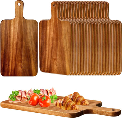 10 Pcs Wood Cutting Board with Handle 15.7 x 7.8 Inch Acacia Wooden Serving Kitchen Chopping Boards for Pizza, Bread, Cheese, Charcuterie, Fruit, Vegetables(Acacia)
