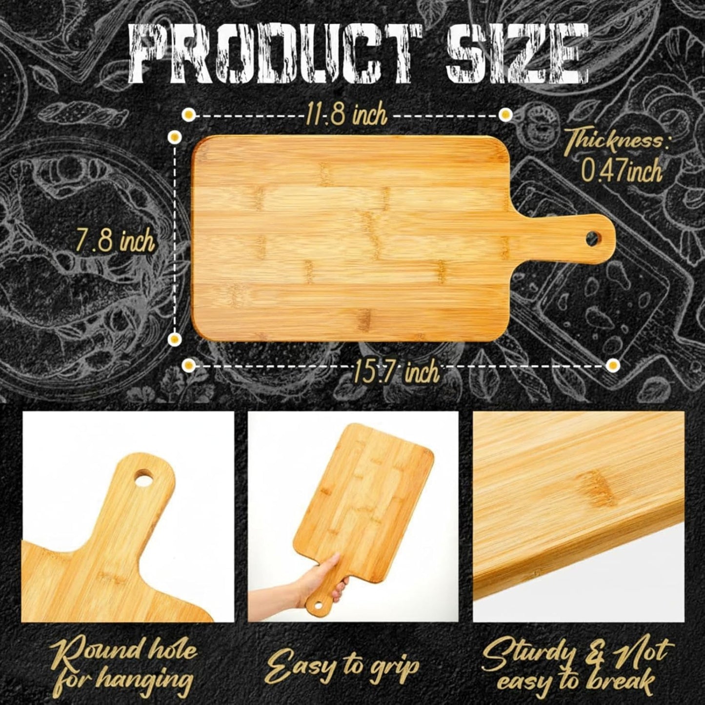 10 Pcs Wood Cutting Board with Handle 15.7 x 7.8 Inch Acacia Wooden Serving Kitchen Chopping Boards for Pizza, Bread, Cheese, Charcuterie, Fruit, Vegetables(Acacia)