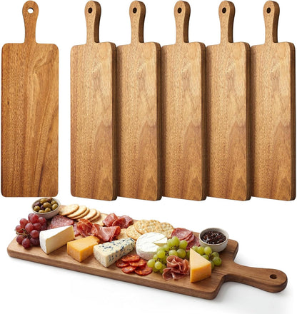 10 Pcs Wood Cutting Board with Handle 15.7 x 7.8 Inch Acacia Wooden Serving Kitchen Chopping Boards for Pizza, Bread, Cheese, Charcuterie, Fruit, Vegetables(Acacia)