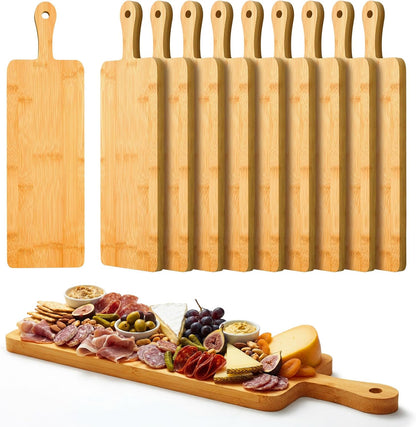 10 Pcs Wood Cutting Board with Handle 15.7 x 7.8 Inch Acacia Wooden Serving Kitchen Chopping Boards for Pizza, Bread, Cheese, Charcuterie, Fruit, Vegetables(Acacia)