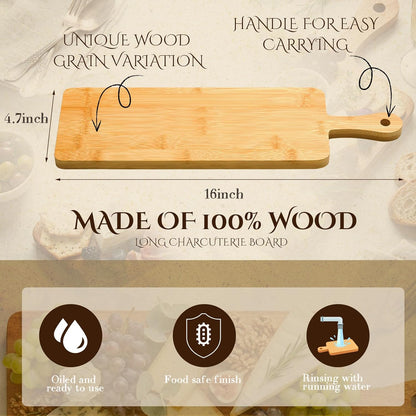 10 Pcs Wood Cutting Board with Handle 15.7 x 7.8 Inch Acacia Wooden Serving Kitchen Chopping Boards for Pizza, Bread, Cheese, Charcuterie, Fruit, Vegetables(Acacia)