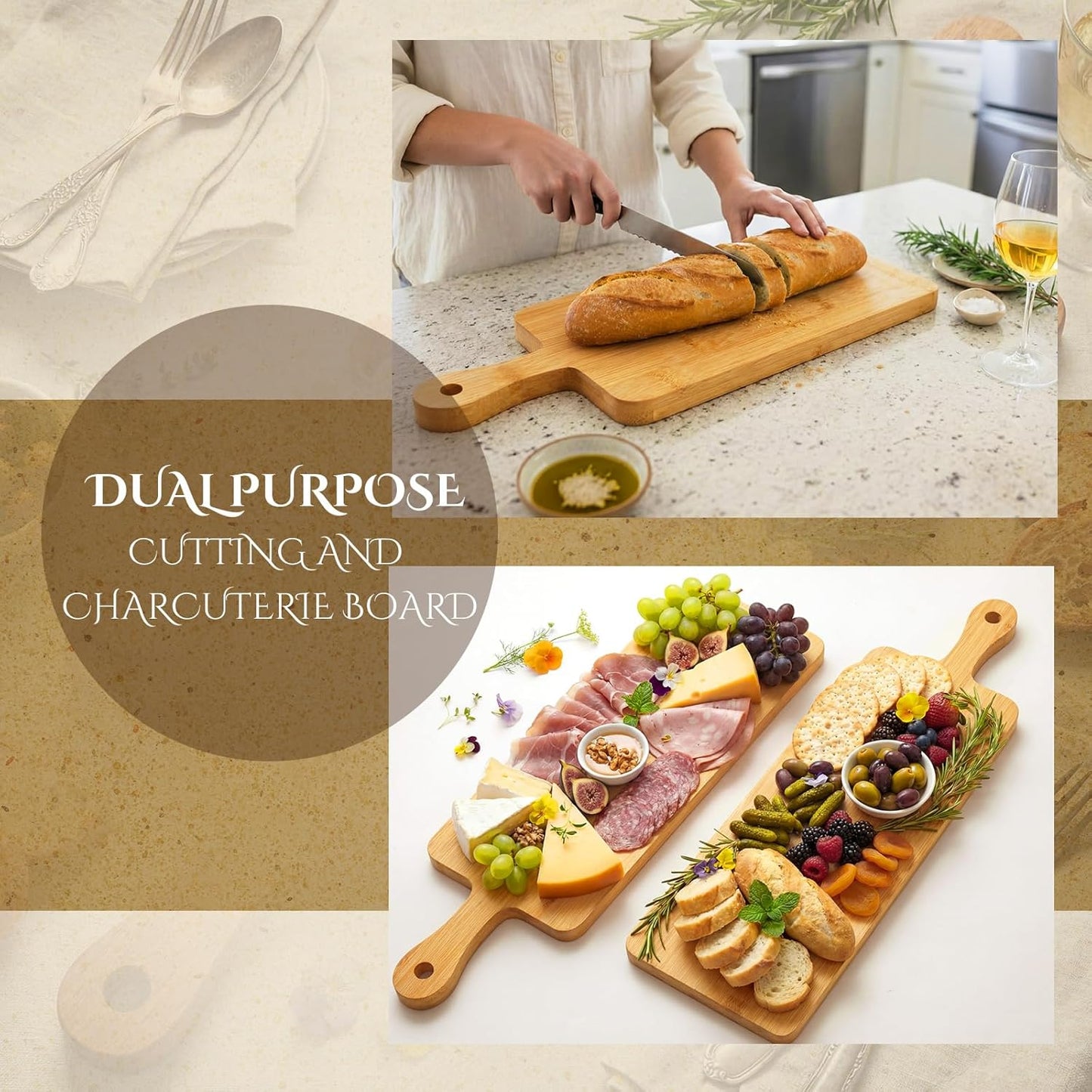 10 Pcs Wood Cutting Board with Handle 15.7 x 7.8 Inch Acacia Wooden Serving Kitchen Chopping Boards for Pizza, Bread, Cheese, Charcuterie, Fruit, Vegetables(Acacia)