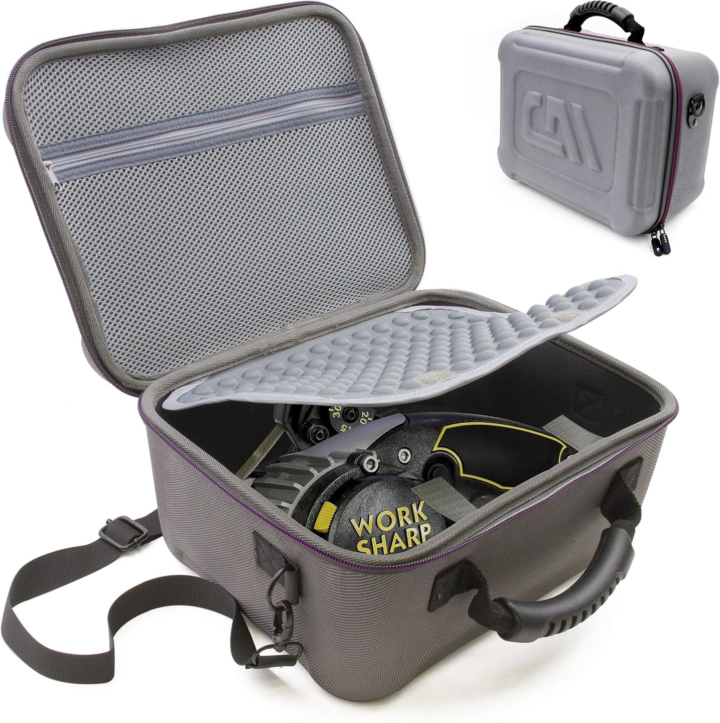Travel Case Compatible with Work Sharp Knife & Tool Sharpener Ken Onion Edition - Protective Carrier with Shoulder Strap for Belts, Attachments and Other Accessories - Case Only