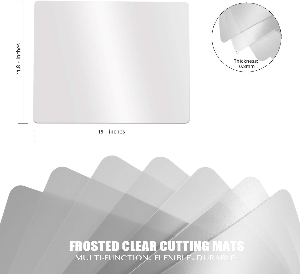 Flexible Plastic Cutting Boards for Kitchen, 4 Frosted Clear Cutting Mats 15 x 12 In, BPA-Free, Non-Porous, and Dishwasher Safe, Set of 4
