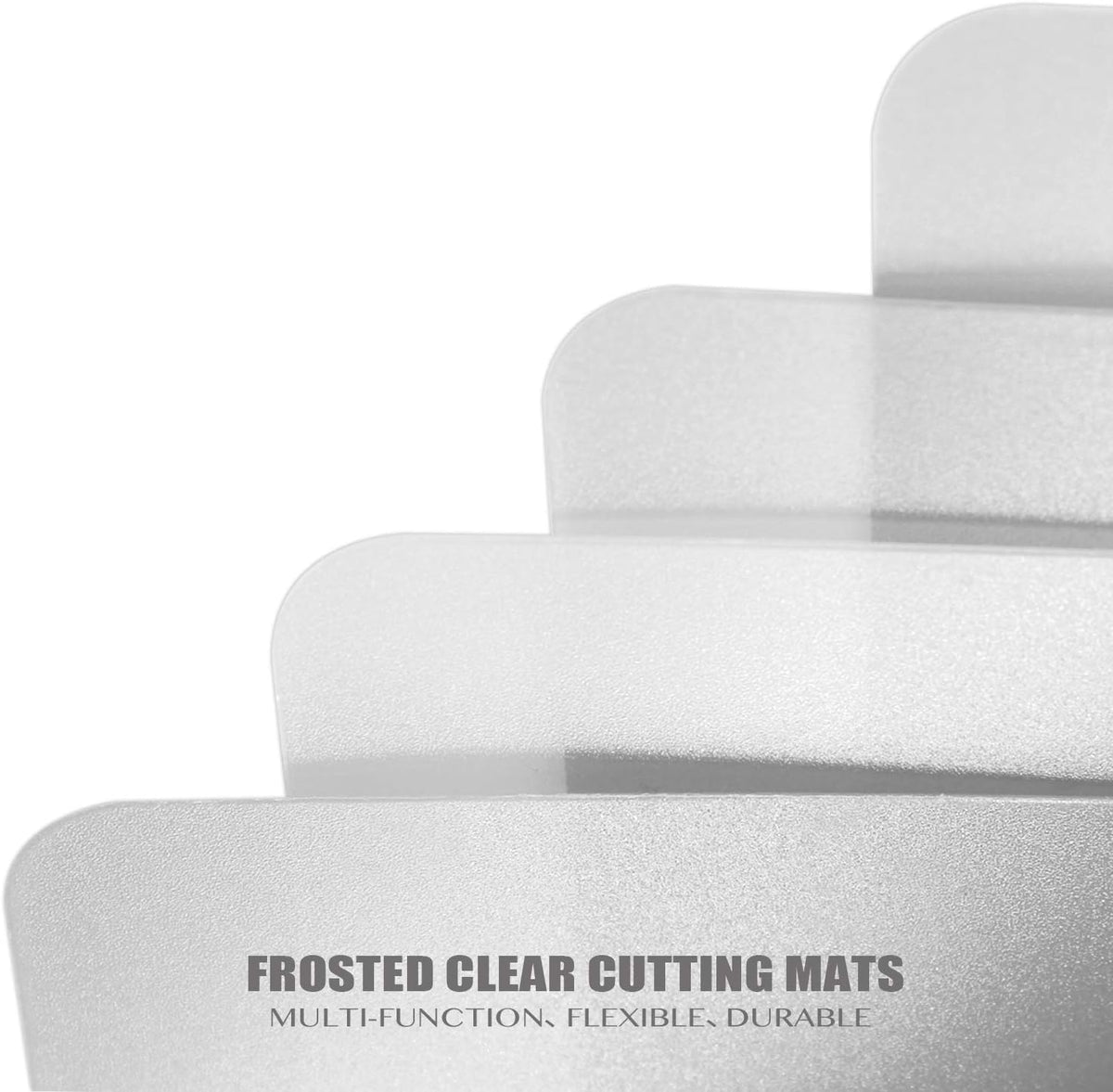 Flexible Plastic Cutting Boards for Kitchen, 4 Frosted Clear Cutting Mats 15 x 12 In, BPA-Free, Non-Porous, and Dishwasher Safe, Set of 4