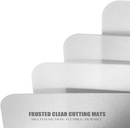 Flexible Plastic Cutting Boards for Kitchen, 4 Frosted Clear Cutting Mats 15 x 12 In, BPA-Free, Non-Porous, and Dishwasher Safe, Set of 4