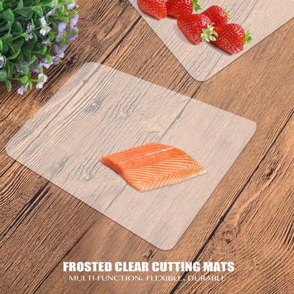 Flexible Plastic Cutting Boards for Kitchen, 4 Frosted Clear Cutting Mats 15 x 12 In, BPA-Free, Non-Porous, and Dishwasher Safe, Set of 4