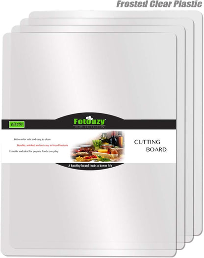 Flexible Plastic Cutting Boards for Kitchen, 4 Frosted Clear Cutting Mats 15 x 12 In, BPA-Free, Non-Porous, and Dishwasher Safe, Set of 4