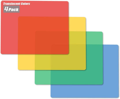 Flexible Plastic Cutting Boards for Kitchen, 4 Frosted Clear Cutting Mats 15 x 12 In, BPA-Free, Non-Porous, and Dishwasher Safe, Set of 4