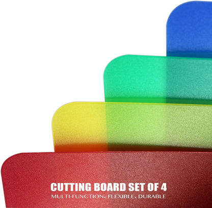 Flexible Plastic Cutting Boards for Kitchen, 4 Frosted Clear Cutting Mats 15 x 12 In, BPA-Free, Non-Porous, and Dishwasher Safe, Set of 4