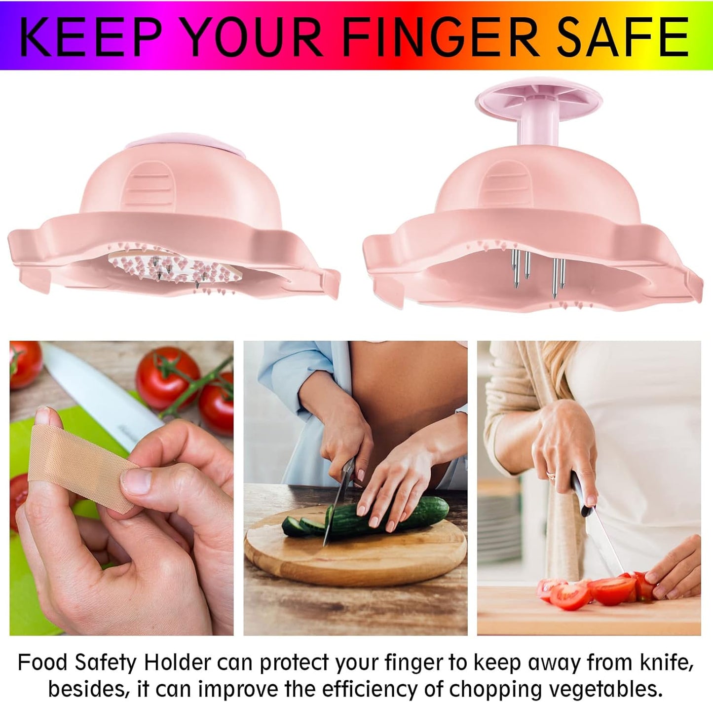 2 Pcs Pink Mandoline Slicer Finger Guard, Dishwasher Safe for Slicing & Grating, Cut Resistant Hand Guard for Mandolin Slicer, Box Grater, Peeler, V-slicer - Fits Vegetable, Fruit, Hard Cheese