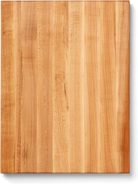 R-Board Series Rectangular Wooden Maple Cutting Board 20”x15” – 1.5” Thick, 12-lb Reversible Butcher Block with Edge-Grain & Finger Grips – Made in the USA