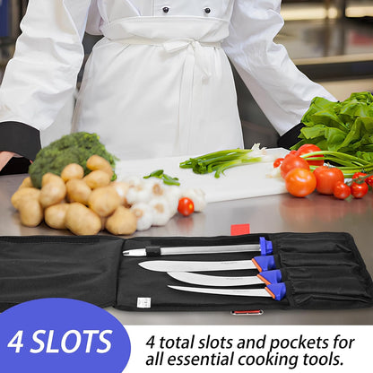 Chef Knife Roll Bag, Heavy Duty Organizer for Kitchen Tools | 9 pockets chef knives,Tear-resistant 300D cloth,Great for kitchen & camp,Roll-up w/handle,Fits chef & utility knives.