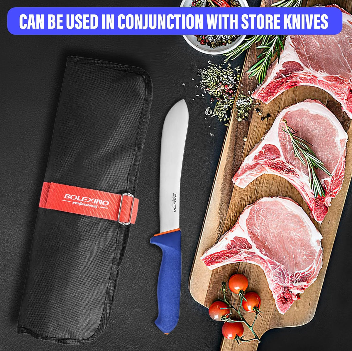 Chef Knife Roll Bag, Heavy Duty Organizer for Kitchen Tools | 9 pockets chef knives,Tear-resistant 300D cloth,Great for kitchen & camp,Roll-up w/handle,Fits chef & utility knives.