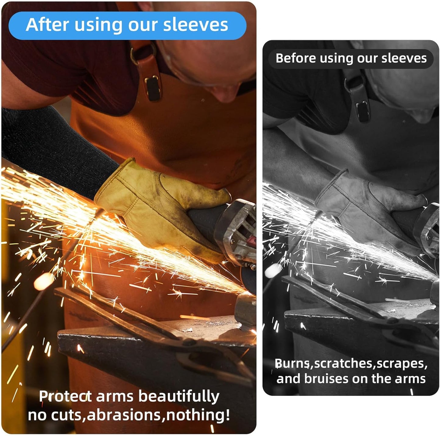 2 Pairs Cut Resistant Sleeves Protective Arm Sleeves Safety Arms Protection Sleeves with Thumb Hole for Thin Skin and Bruising, for Gardening Welding Kitchen Arm Guards for Biting Pet Grooming