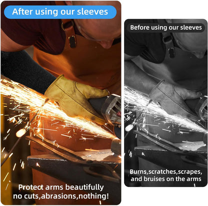 2 Pairs Cut Resistant Sleeves Protective Arm Sleeves Safety Arms Protection Sleeves with Thumb Hole for Thin Skin and Bruising, for Gardening Welding Kitchen Arm Guards for Biting Pet Grooming