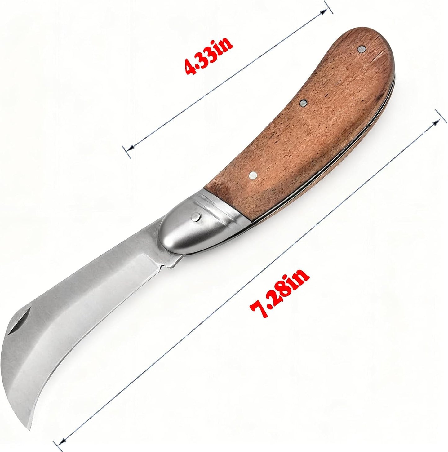 Precision Blade Folding Knife for Grafting & Pruning - 7.28” Total, Contoured Wood Handle, Perfect Control for Gardening, Crafting & Detail Work